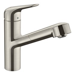 hansgrohe Spültisch-Einhebelmischer 150 Focus M42 m Ausziehauslauf, 1jet, Edelstahl-Optik
