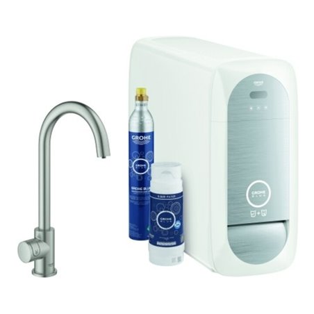 Grohe Spültisch-Einhebelmischer Blue Home supersteel, Mono-Starter Kit