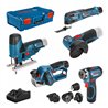 Bosch 5er Werkzeug-Set 12V: GSR + GOP + GHO + GWS + GST + 3x GBA + GAL + XL-BOXX