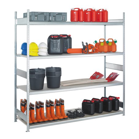 Schulte Anbauregal Weitspannregal WS 2000 mit Stahlböden verzinkt 5 Ebenen Fachlast 400 kg Feldlast 2.000 kg