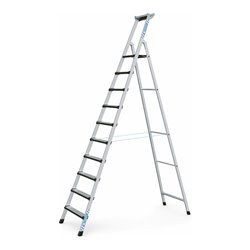 ZARGES Stufen-Stehleiter mit Sicherheitsbrücke, Stufenvorderkante gepolstert