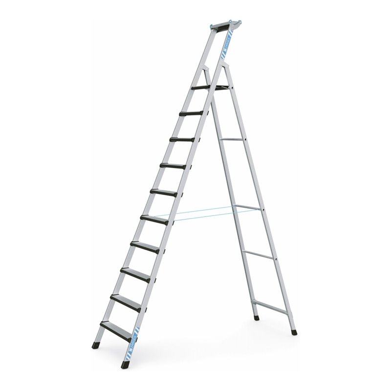 ZARGES Stufen-Stehleiter mit Sicherheitsbrücke, Stufenvorderkante gepolstert