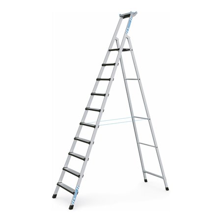 ZARGES Stufen-Stehleiter mit Sicherheitsbrücke, Stufenvorderkante gepolstert