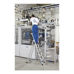 ZARGES Stufen-Stehleiter mit Sicherheitsbrücke, Stufenvorderkante gepolstert