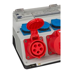 Wandverteiler 4/32 IP44 4x LS 230V/16 A, 1xLS 400V/16 A, 1xFI 40 A 4-polig 30mA