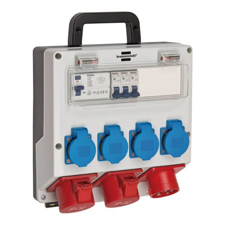 Wandverteiler 400V/16A IP44 3x LS 230V/16 A, 1xFI 40 A 4-polig 30mA