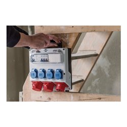 Wandverteiler 400V/16A IP44 3x LS 230V/16 A, 1xFI 40 A 4-polig 30mA