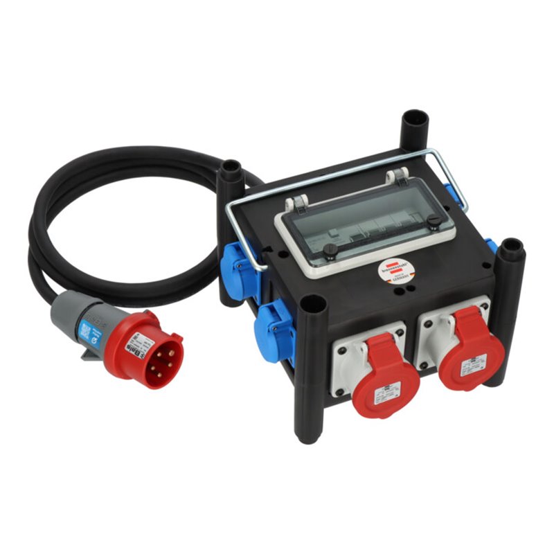 Kompakter Gummi-Stromverteiler BSV 3 FI/16 2 IP44 2m H07RN-F 5G2.5 - 2xCEE16A, 5x230V