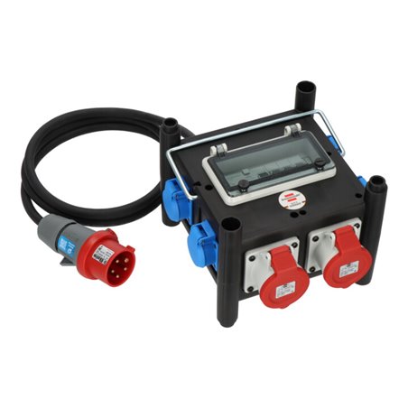 Kompakter Gummi-Stromverteiler BSV 3 FI/16 2 IP44 2m H07RN-F 5G2.5 - 2xCEE16A, 5x230V