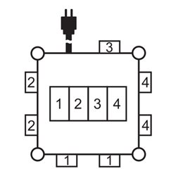 Kompakter Gummi-Stromverteiler BSV 3 FI/16 2 IP44 2m H07RN-F 5G2.5 - 2xCEE16A, 5x230V