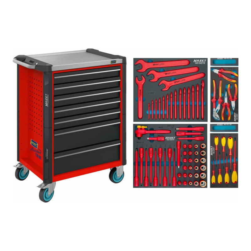 HAZET Werkstattwagen Assistent 179NX-7/70KV Schubladen, flach: 5 x 81 x 522 x 398 mm Schubladen, hoch: 2 x 166 x 522 x 398 mm An