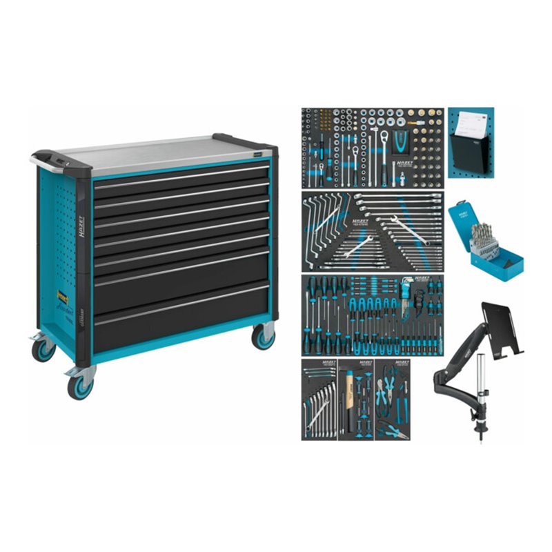 HAZET Werkstattwagen Assistent 179NXXL-7/342 Schubladen, flach: 5 x 81 x 870 x 398 mm Schubladen, hoch: 2 x 166 x 870 x 398 mm A