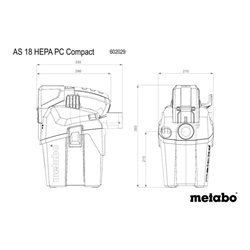Metabo Akku-Sauger AS 18 HEPA PC Compact mit manueller Filterreinigung und HEPA Filter Karton