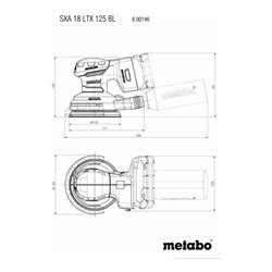 Metabo Akku-Exzenterschleifer SXA 18 LTX 125 BL mit 125 mm Schleifteller metaBOX 215