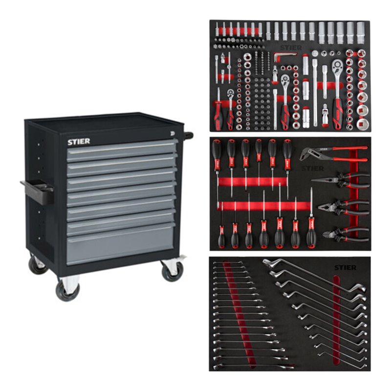 STIER Werkstattwagen Black bestückt 223-teilig