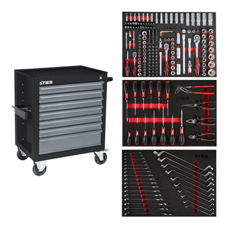 STIER Werkstattwagen Black bestückt 223-teilig