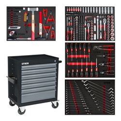 STIER Werkstattwagen Black bestückt 241-teilig