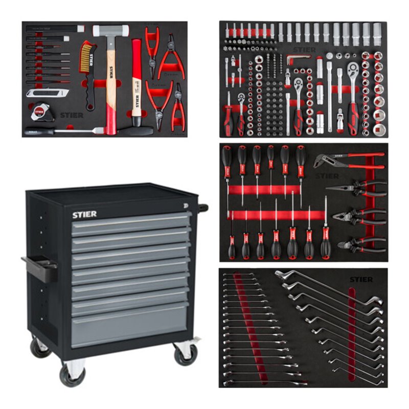 STIER Werkstattwagen Black bestückt 241-teilig