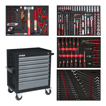 STIER Werkstattwagen Black bestückt 241-teilig