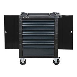 STIER Werkstattwagen mit Schutzvorrichtung und Seitentür bestückt 223-teilig