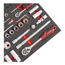 STIER Werkstatt- und Schrankwagen mit 3 Schubladen bestückt 92-teilig