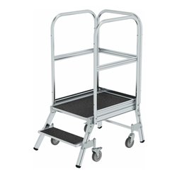 MUNK Podesttreppe eins. begehbar mit Federrollen Korundbeschichtung R 13 8 Stufen