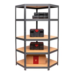 STIER Eck-Fachbodenregal Fachlast 250kg HxBxT 1800x900x450 mm