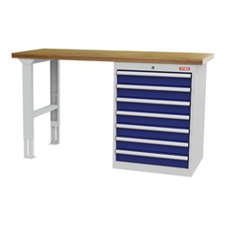 STIER Reihenwerkbank BxTxH 1500x600x860 mm mit 1 Schrankgehäuse der Breite 600 mm RAL 7035 / RAL 5010