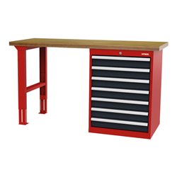 STIER Reihenwerkbank BxTxH 1500x600x860 mm mit 1 Schrankgehäuse der Breite 600 mm RAL 3020 / RAL 7016