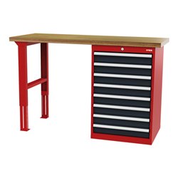 STIER Reihenwerkbank BxTxH 1500x600x960 mm mit 1 Schrankgehäuse der Breite 600 mm RAL 3020 / RAL 7016