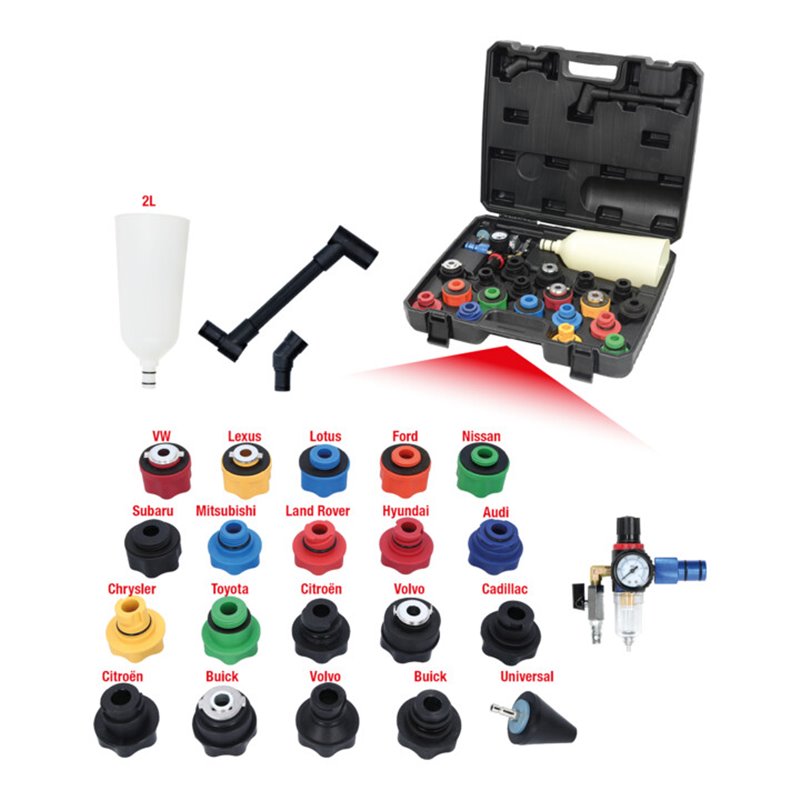 KS Tools MASTER Öl-Einfülltrichter-Satz mit drehbarem Winkelarm, 24-tlg.