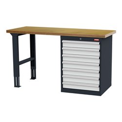 STIER Werkbank BxTxH 1500x600x860 mm mit 1 Schrankgehäuse der Breite 600 mm RAL 7016 / RAL 7035