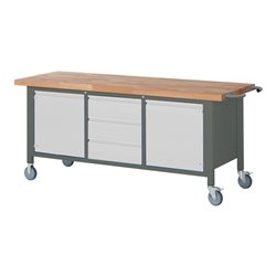 STIER Fahrbare Werkbank Premium mit 3 Schubladen und 2 Flügeltüren BxTxH 2000x700x880mm