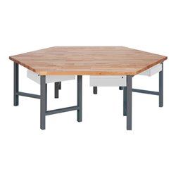 STIER Gruppenwerkbank mit 6x1 Schublade BxTxH 2700x2340x790-1140 mm