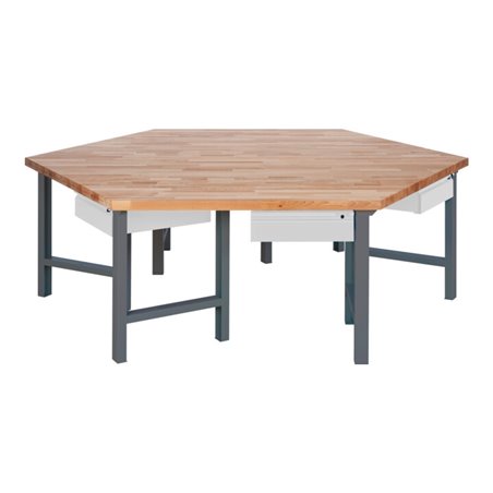 STIER Gruppenwerkbank mit 6x1 Schublade BxTxH 2700x2340x790-1140 mm