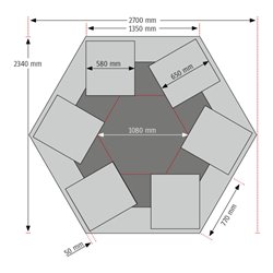 STIER Gruppenwerkbank mit 6x1 Schublade BxTxH 2700x2340x790-1140 mm