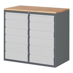 STIER Schubladenschrank Premium mit 12 Schubladen und Buchentop BxTxH 1145x650x1035 mm