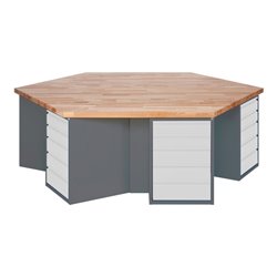 STIER Gruppenwerkbank mit 6x5 Schubladen BxTxH 2700x2340x890 mm