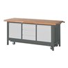 STIER Werkbank Premium mit abs. Fahrgestell, 3 Schubladen und 2 Flügeltüren BxTxH 2000x700x880mm