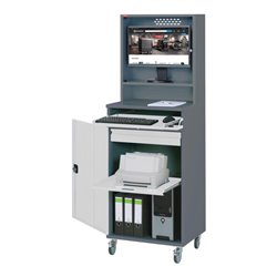 STIER Computerschrank Premium fahrbar BxTxH 650x520x1895 mm