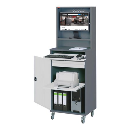 STIER Computerschrank Premium fahrbar BxTxH 650x520x1895 mm