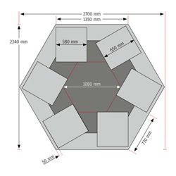 STIER Gruppenwerkbank mit 6x1 Schublade und Energieaufsatz BxTxH 2700x2340x790-1140 mm