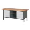 STIER Höhenverstellbare Werkbank Premium mit 6 Schubladen und einem offenen Fach BxTxH 2000x700x840-1040mm