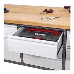 STIER Höhenverstellbare Werkbank Premium mit 9 Schubladen BxTxH 2000x700x840-1040mm
