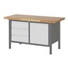 STIER Höhenverstellbare Werkbank mit Aufbau Premium mit 3 Schubladen und 1 Flügeltür BxTxH 1500x700x840-1040mm