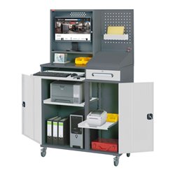 STIER Computerschrank Premium fahrbar BxTxH 1100x520x1895 mm fahrbar