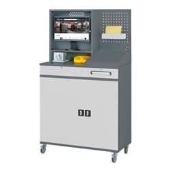 STIER Computerschrank Premium fahrbar BxTxH 1100x520x1895 mm fahrbar