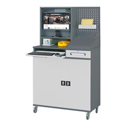 STIER Computerschrank Premium fahrbar BxTxH 1100x520x1895 mm fahrbar