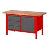 STIER Höhenverstellbare Werkbank Premium mit 3 Schubladen und 1 Flügeltür BxTxH 1500x700x840-1040mm RAL 3000 / anthrazitmetallic
