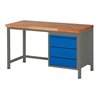 STIER Höhenverstellbare Werkbank Premium mit 3 Schubladen BxTxH 1500x700x840-1040mm anthrazitmetall / RAL 5010